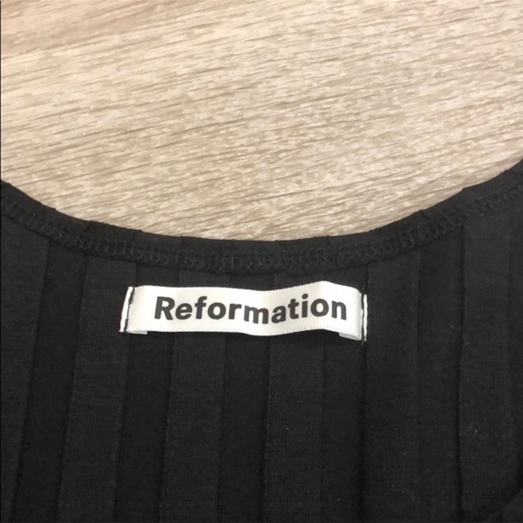 Reformation black Mel ribbed mini sleeveless dress sz XL L - Picture 3 of 5